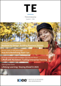 Smiling woman on autumn themed magazine cover.